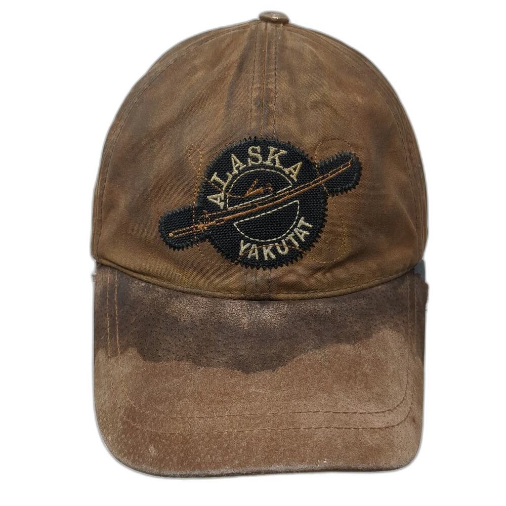 Drift Creek Outdoors Brown Baseball Cap One Size Leather Brim Waxed Cotton Hat